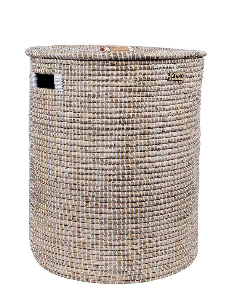 Vintage Sea Grass Basket with Lid Pano