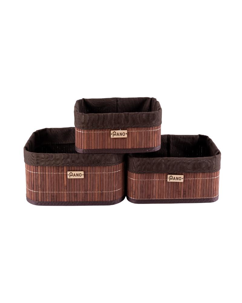 Bamboo Kitchen Utility Zurich Basket Woody Brown | Storage Organiser - Pano