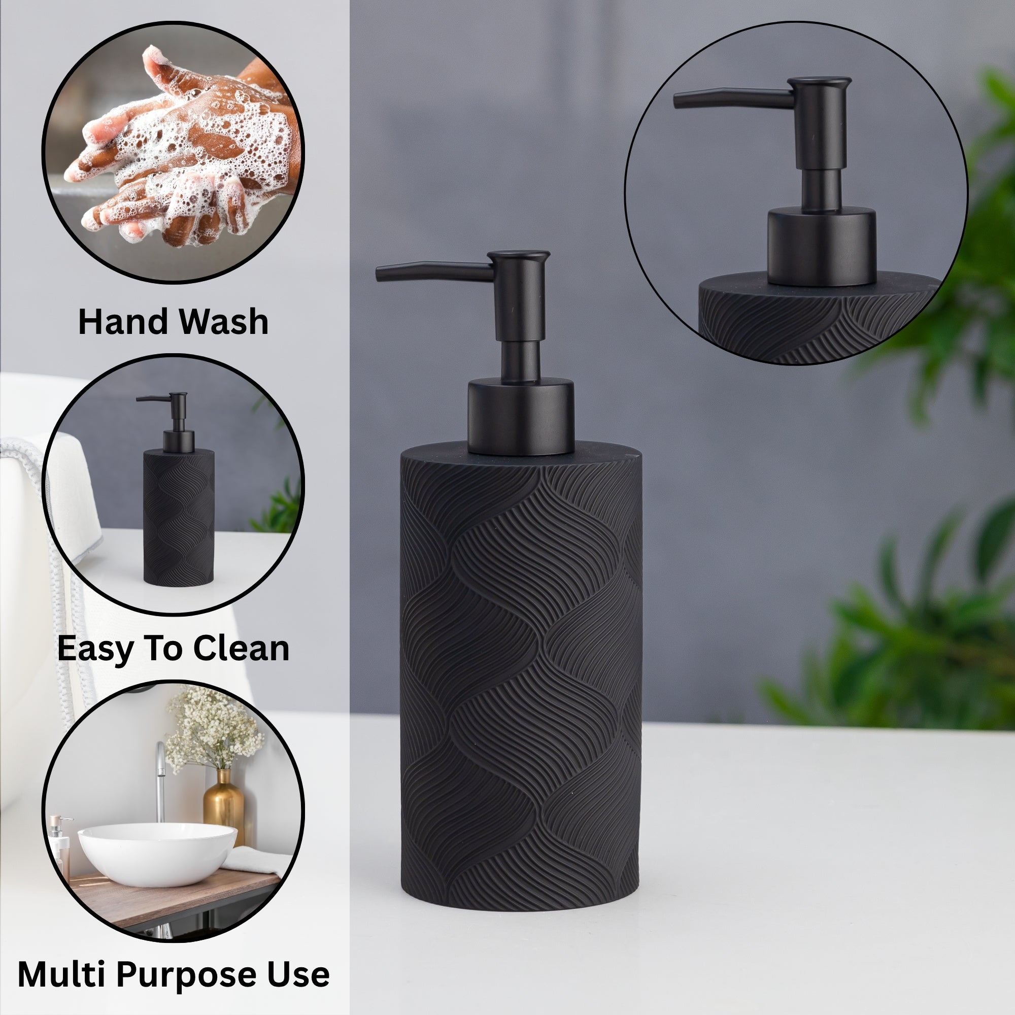 Exclusive Polyresin Soap Dispenser for Handwash for Bathroom Ink Black - Pano