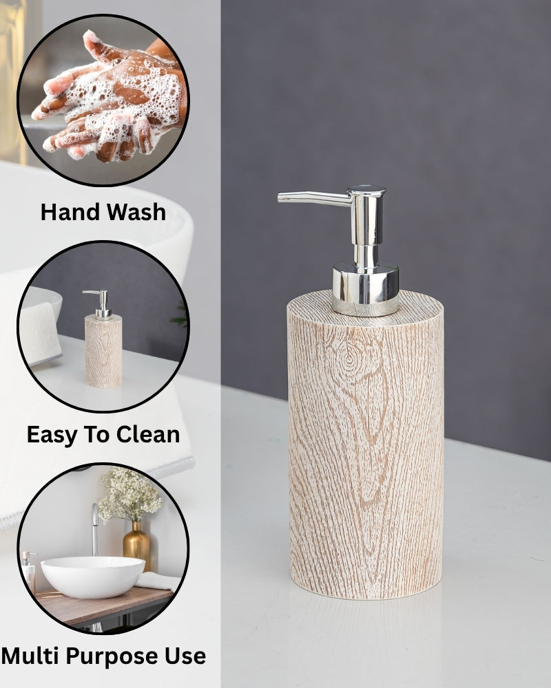 Exclusive Polyresin Soap Dispenser for Handwash for Bathroom Brown Wood - Pano