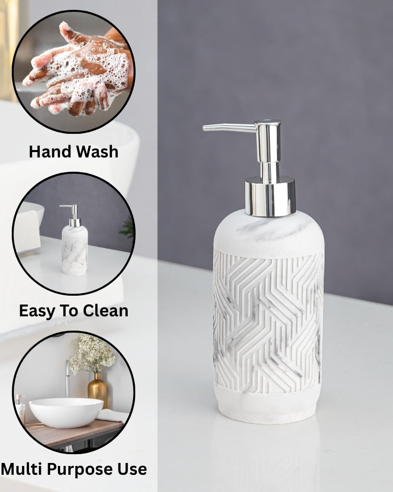 Exclusive Polyresin Soap Dispenser for Handwash for Bathroom White Marble - Pano