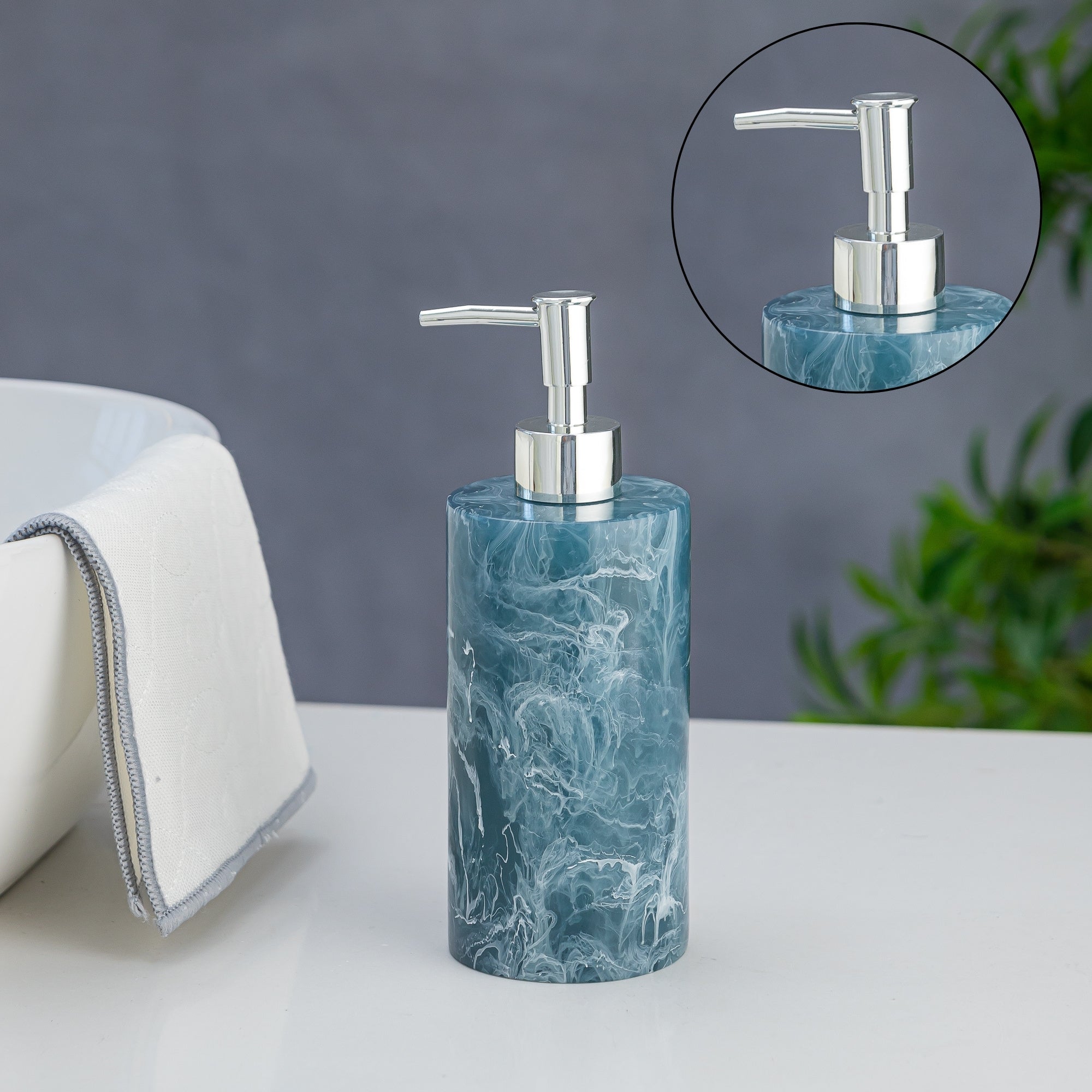 Exclusive Polyresin Soap Dispenser for Handwash for Bathroom Ocean Marble - Pano