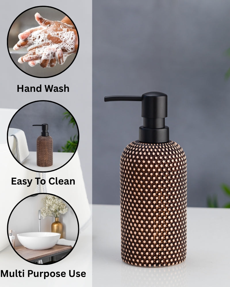 Exclusive Polyresin Soap Dispenser for Handwash for Bathroom Polka Dot Brown - Pano