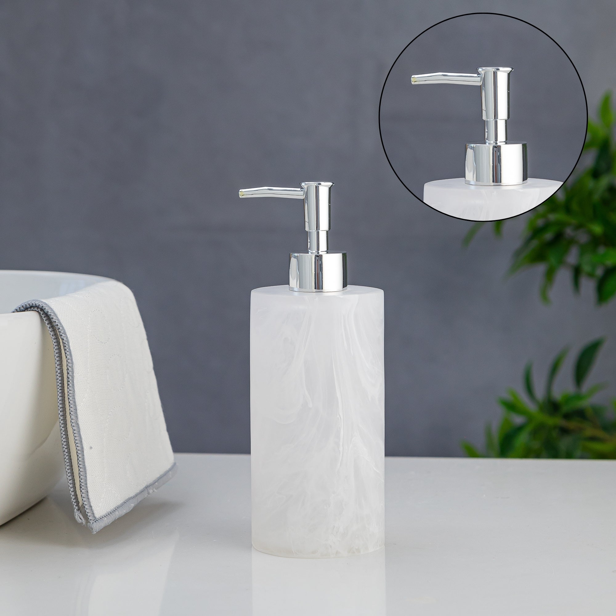 Exclusive Polyresin Soap Dispenser for Handwash for Bathroom Snow Marble - Pano