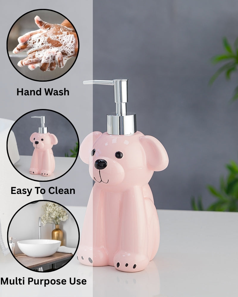 Teddy Kids Polyresin Blush Soap Dispenser - 380 ML - Pano
