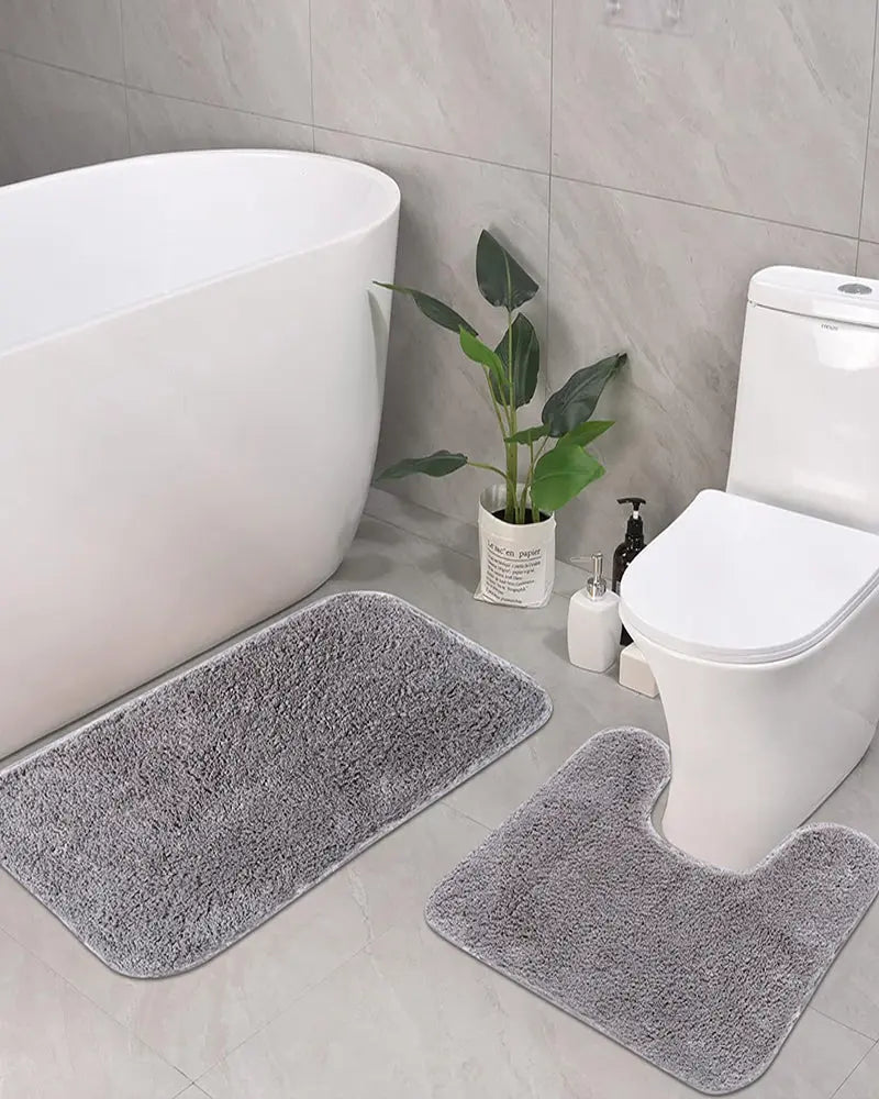 Sophia Anti Skid 2 Pcs Contour Bath Cool Grey Rug