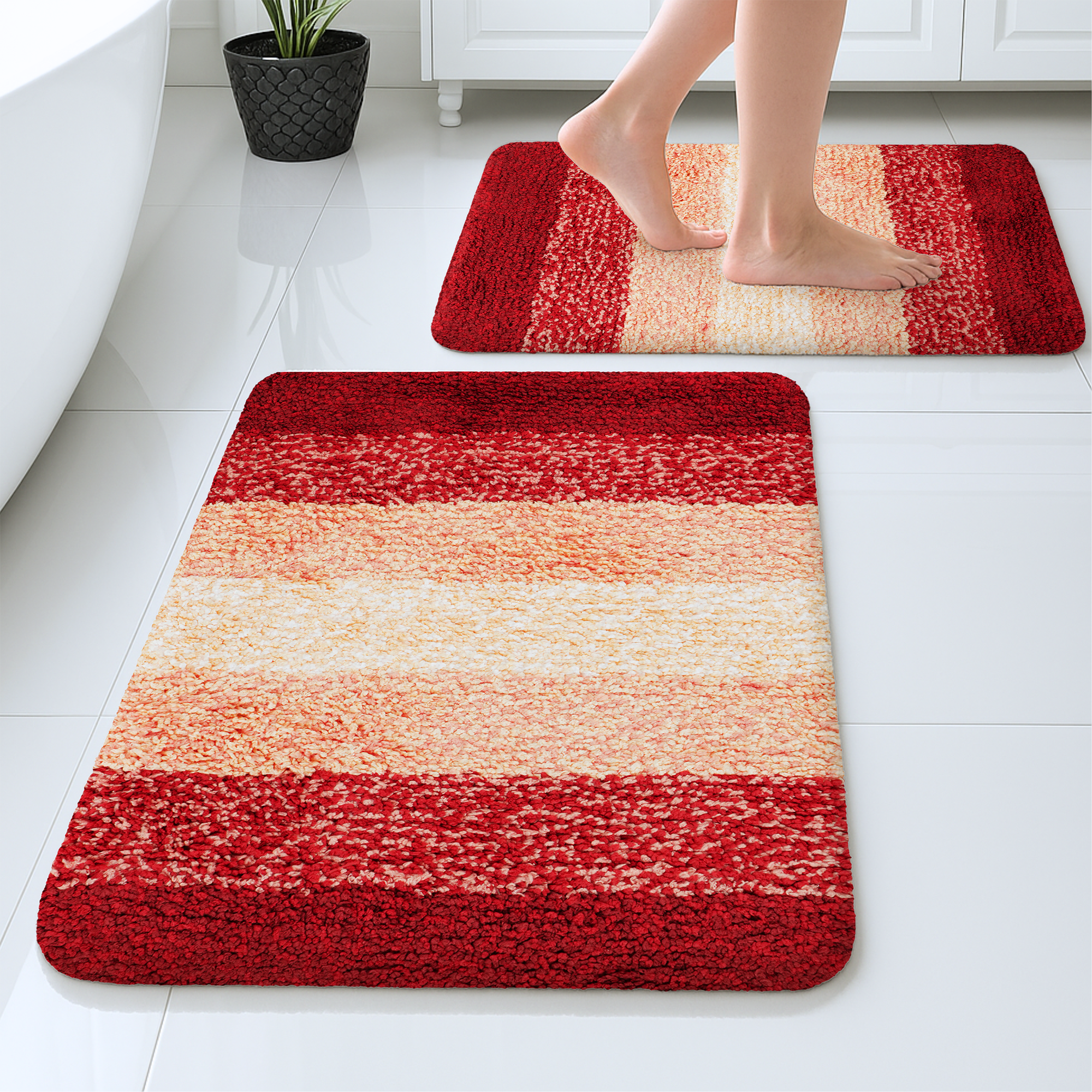 Textured Anti Skid Red Bathmat