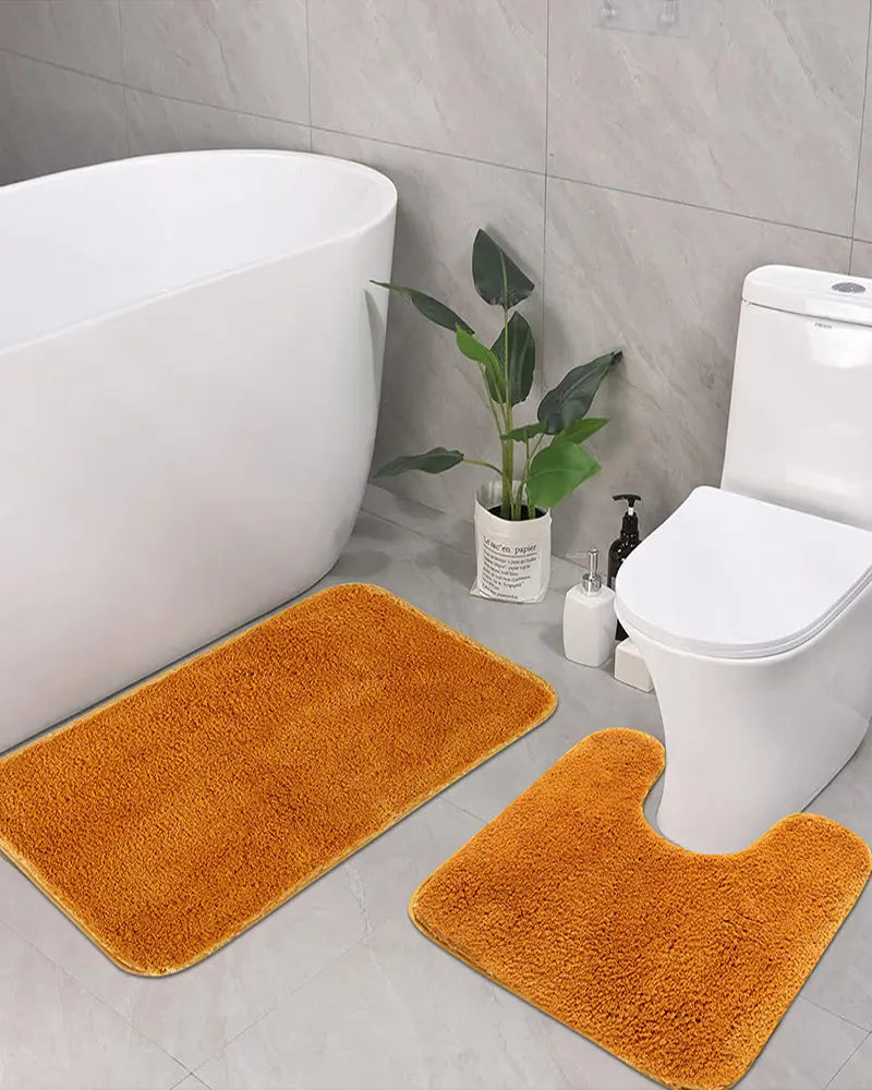 Sophia Anti Skid 2 Pcs Contour Bath Gold Rug
