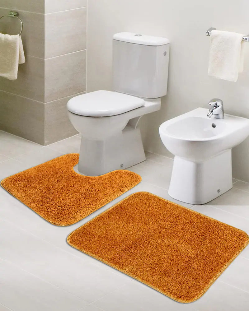 Sophia Anti Skid 2 Pcs Contour Bath Gold Rug