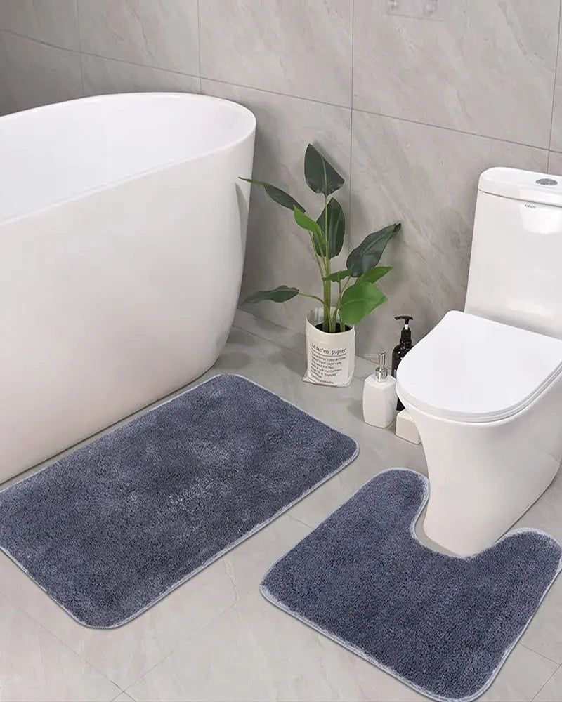 Sophia Anti Skid 2 Pcs Contour Bath Grey Rug