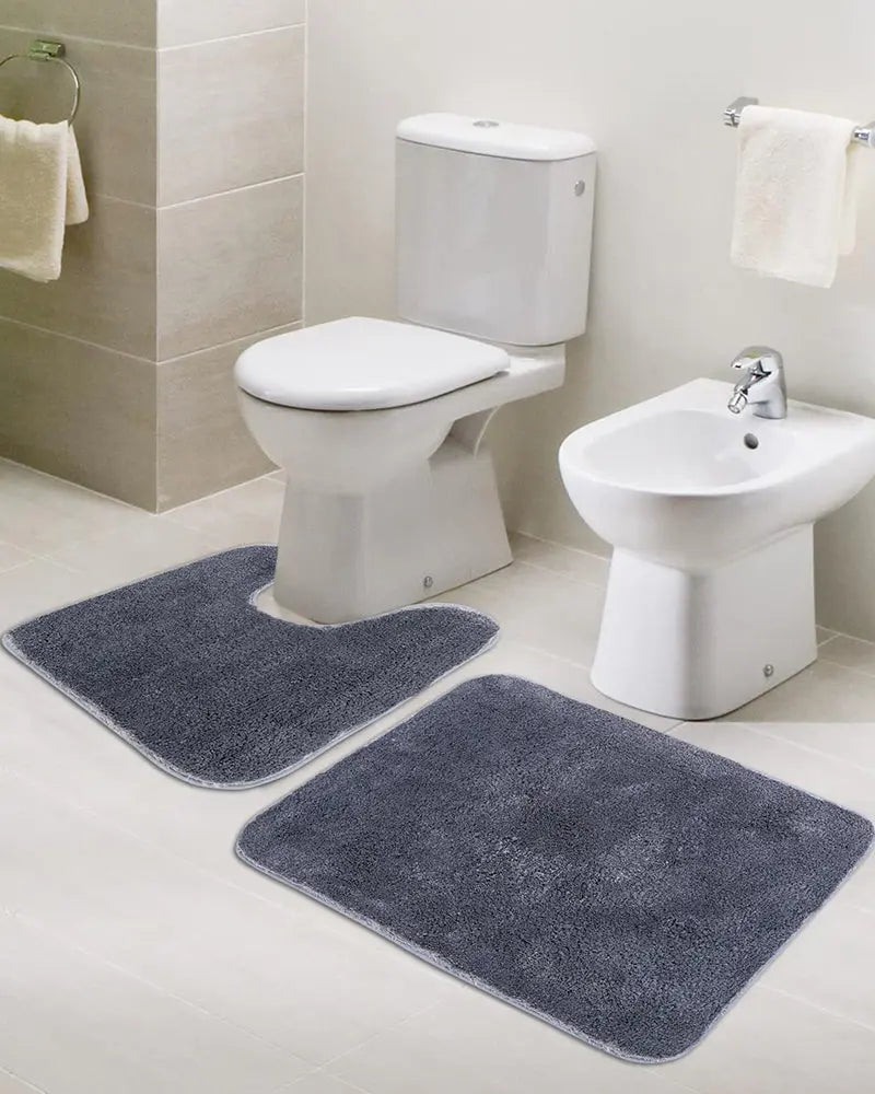 Sophia Anti Skid 2 Pcs Contour Bath Grey Rug