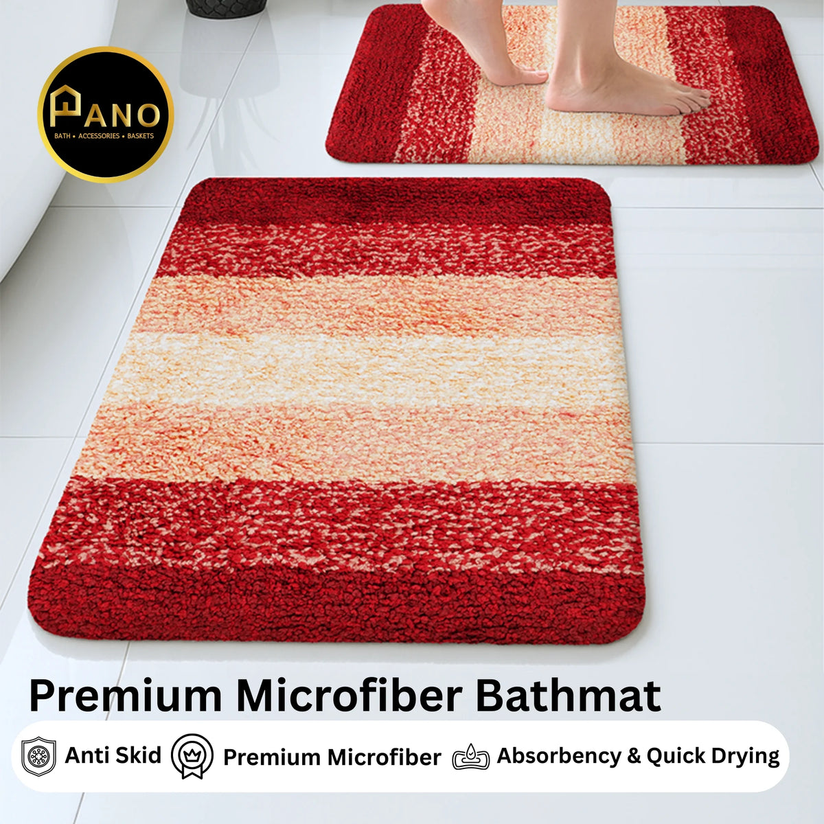 Textured Anti Skid Red Bathmat- Pano