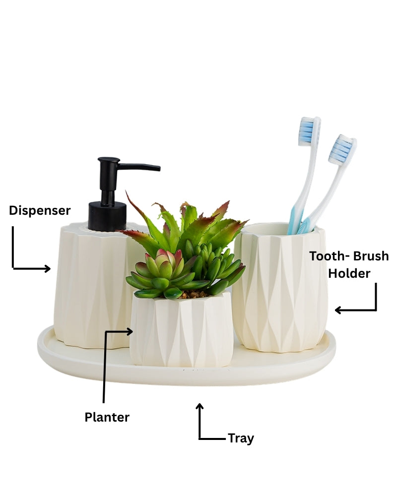 Exclusive Polyresin Bath Decor Bathroom Accessory Set of 4 Moon - Pano