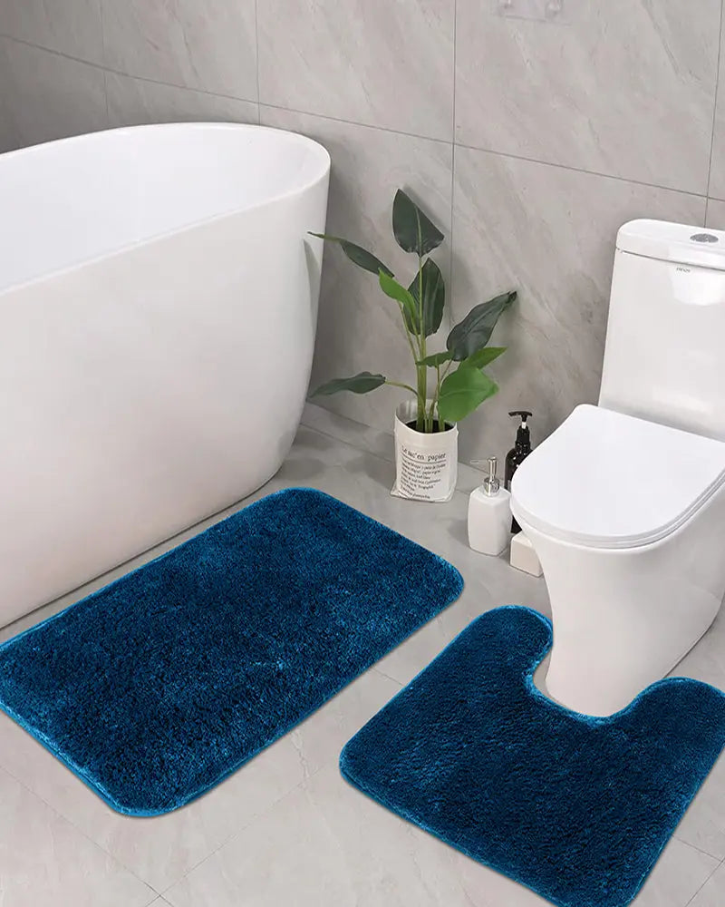Sophia Anti Skid 2 Pcs Contour Bath Turquise Rug