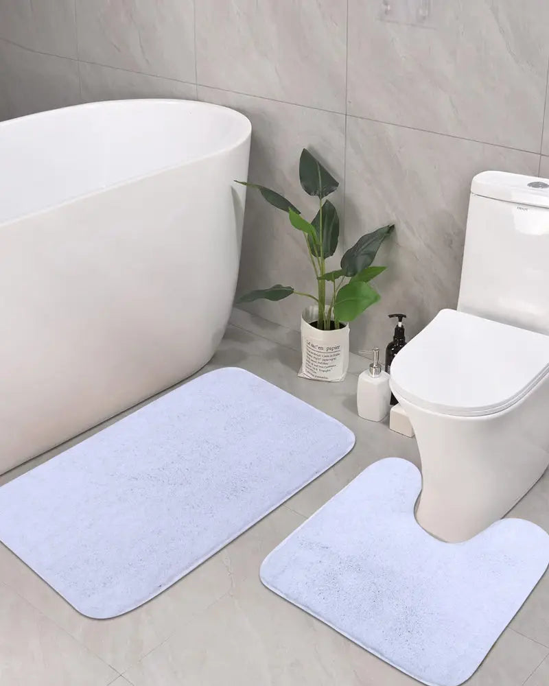 Sophia Anti Skid 2 Pcs Contour Bath White Rug
