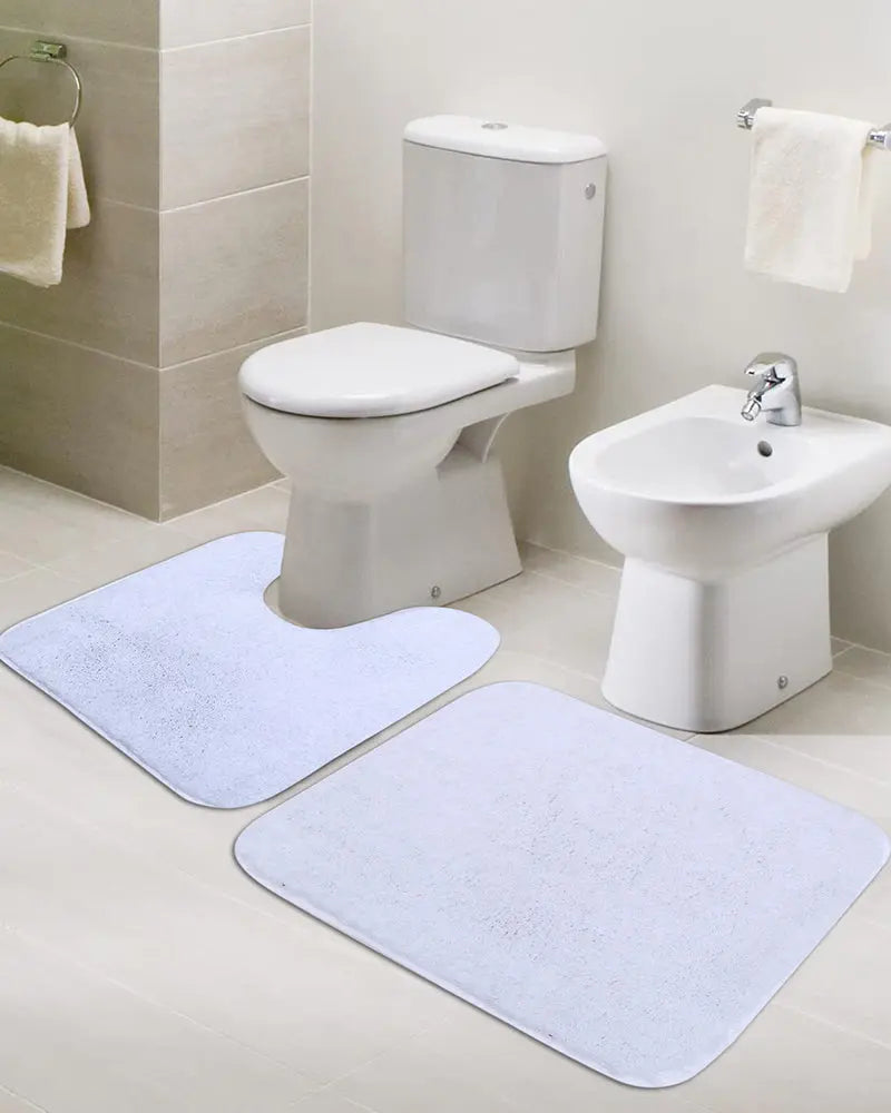 Sophia Anti Skid 2 Pcs Contour Bath White Rug