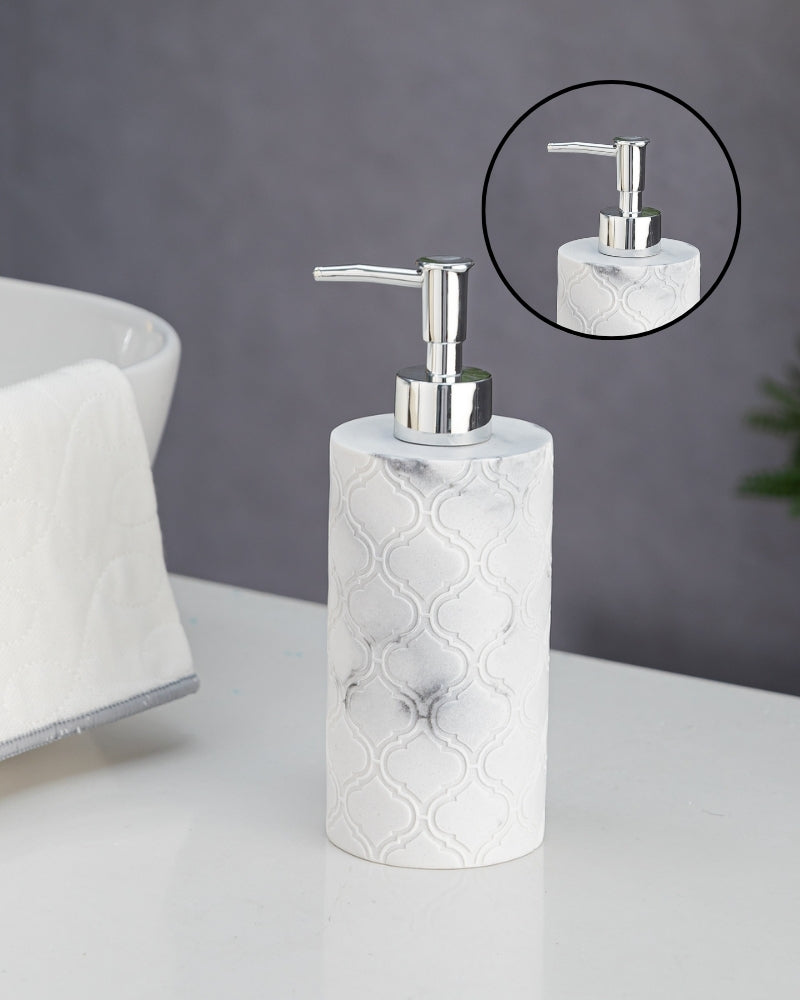 Exclusive Polyresin Soap Dispenser for Handwash for Bathroom White Marble 1231 - Pano