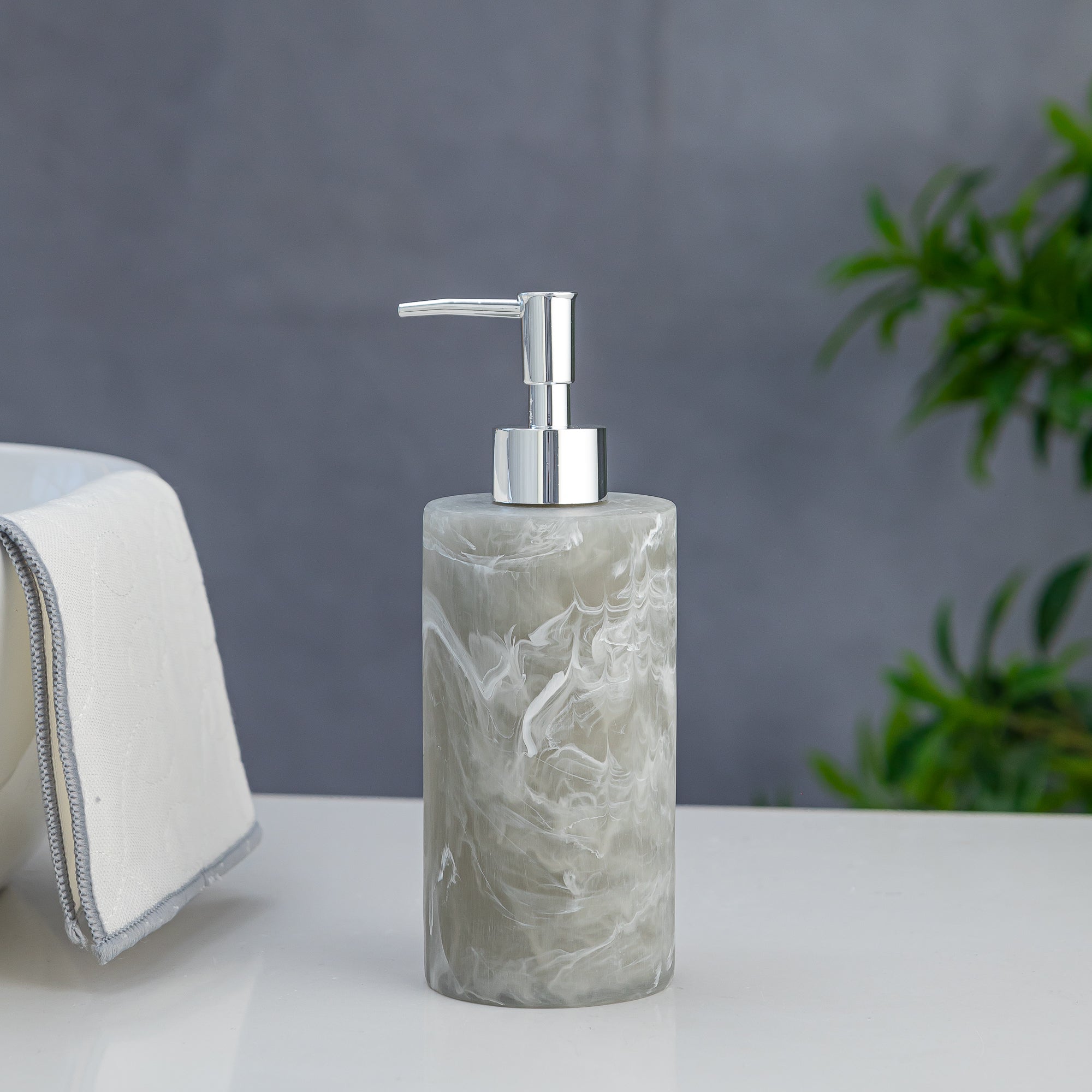 Exclusive Polyresin Soap Dispenser for Handwash for Bathroom Grey Marble - Pano