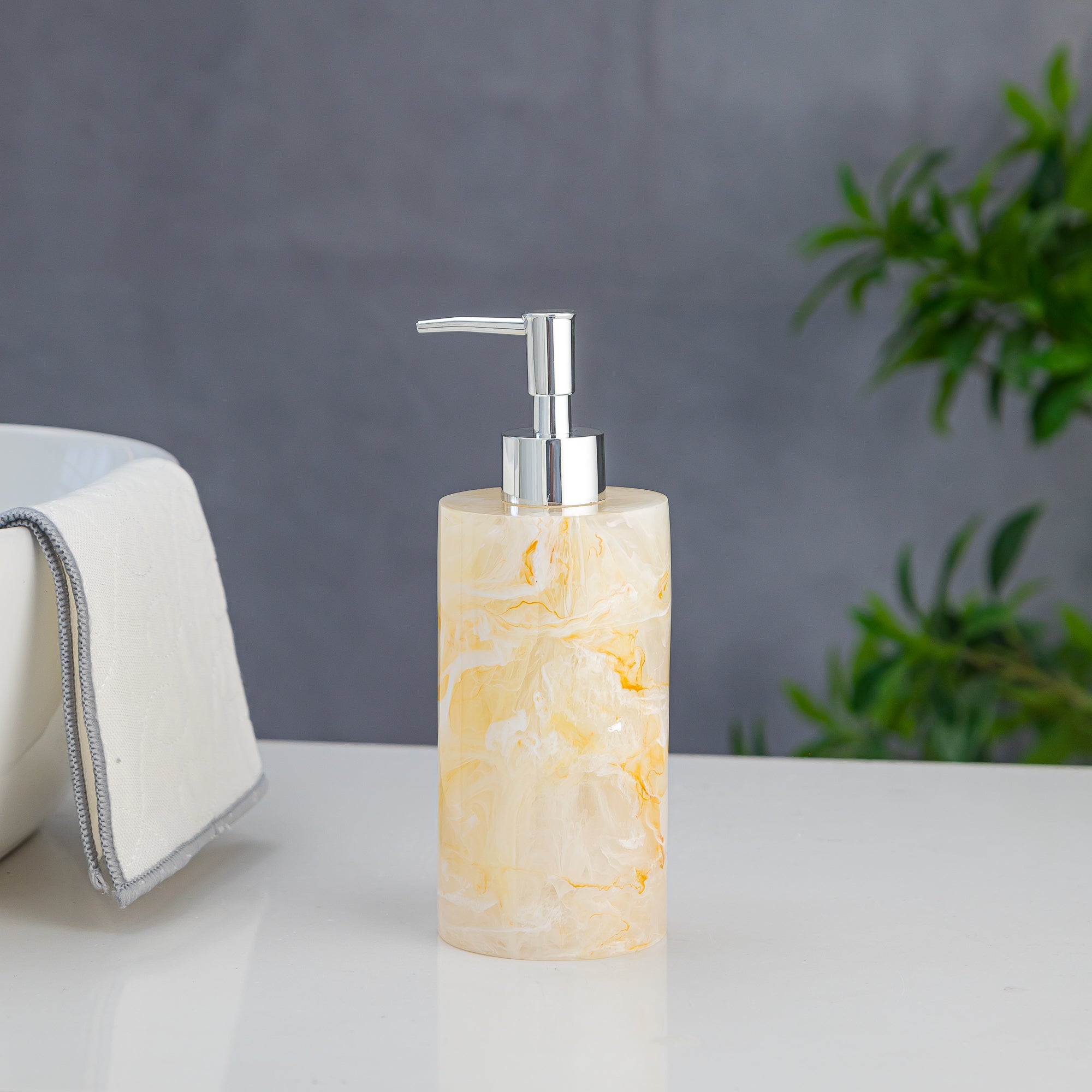 Exclusive Polyresin Soap Dispenser for Handwash for Bathroom Honey Marble - Pano