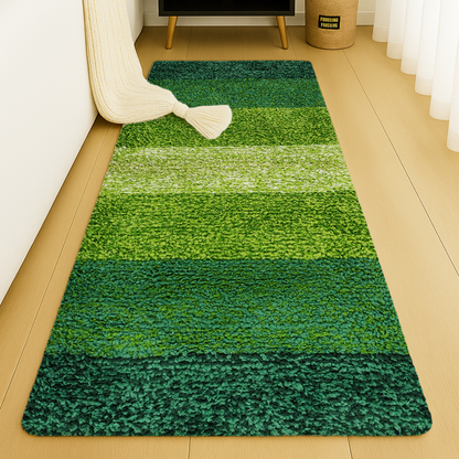 Textured Anti Skid Green Bathroom Washable Runner -Pano