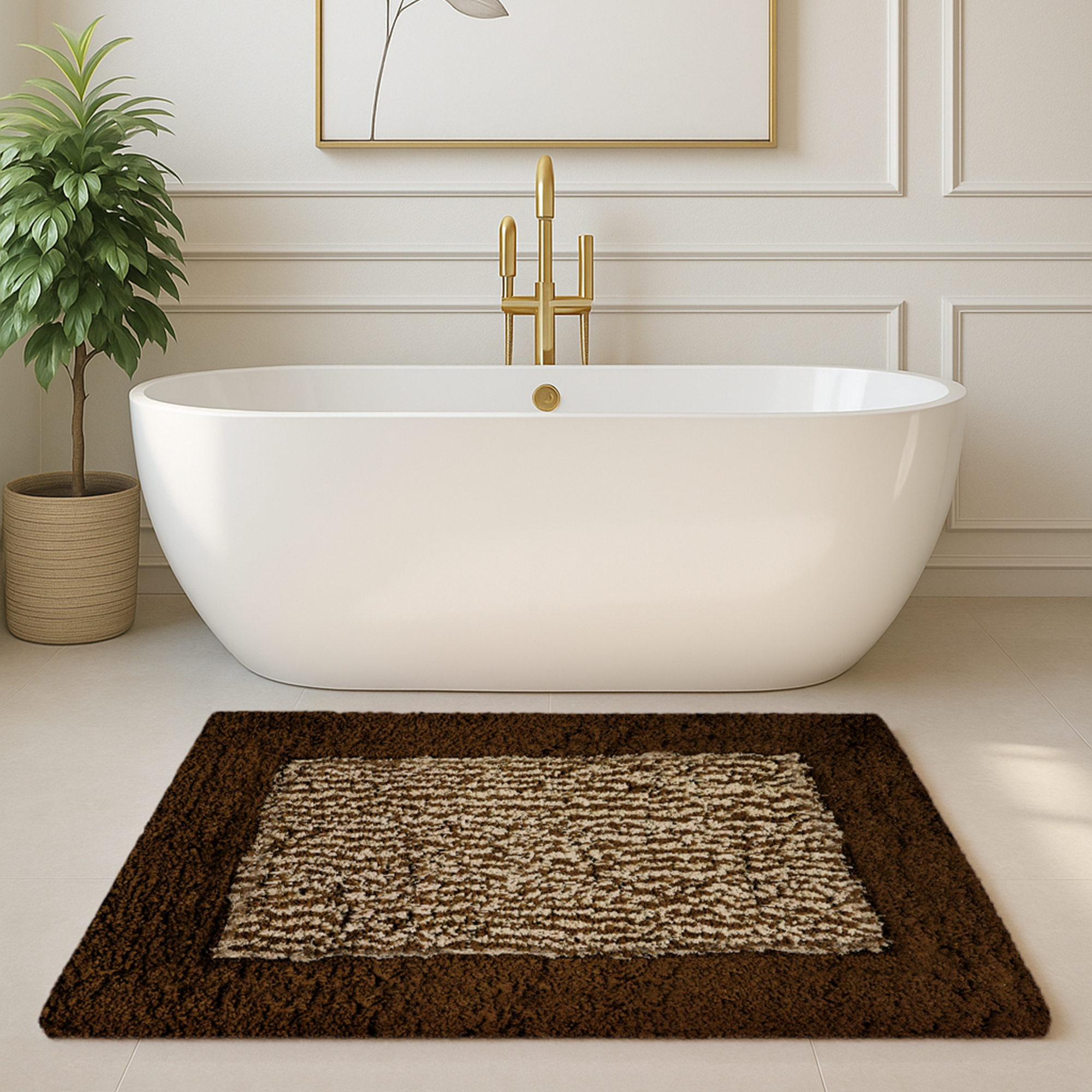 Bold Frame Microfiber Anti Skid Bathmat - Pano