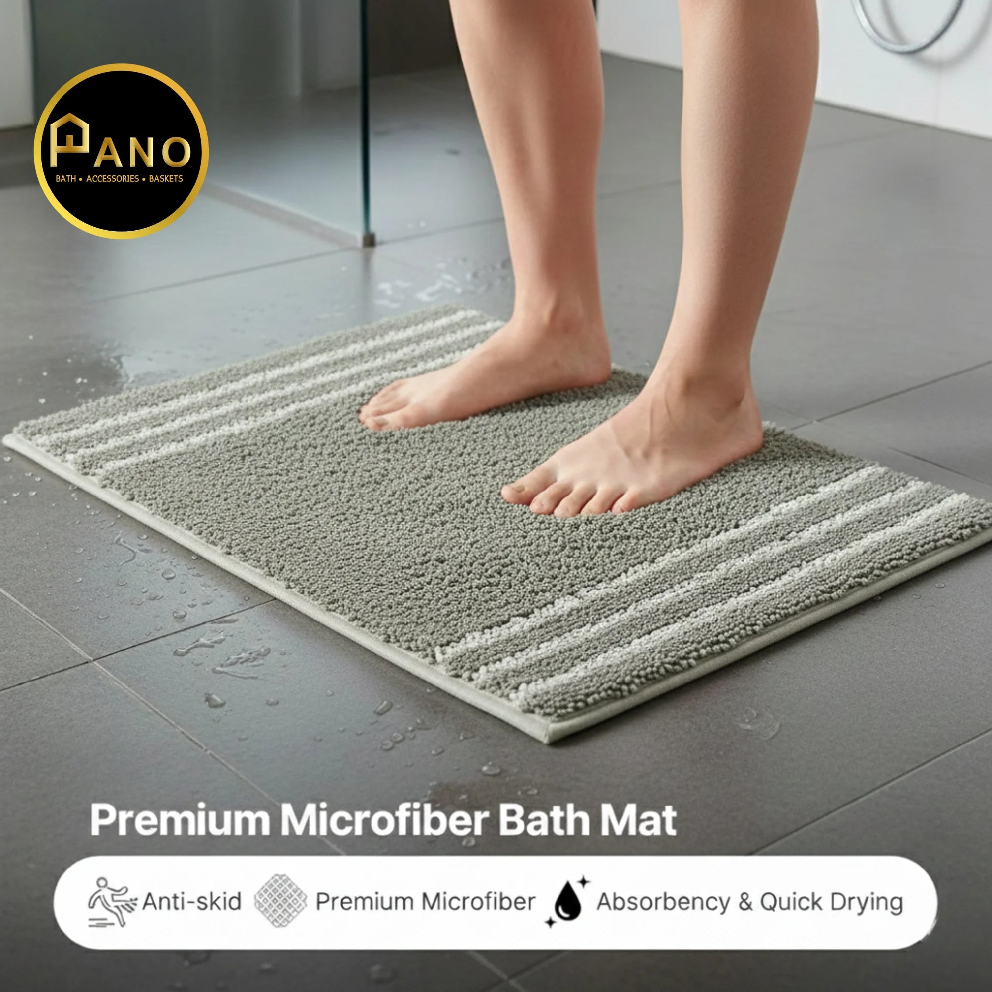 Riga Anti Skid Light Grey Bathmat 40X60 - Pano