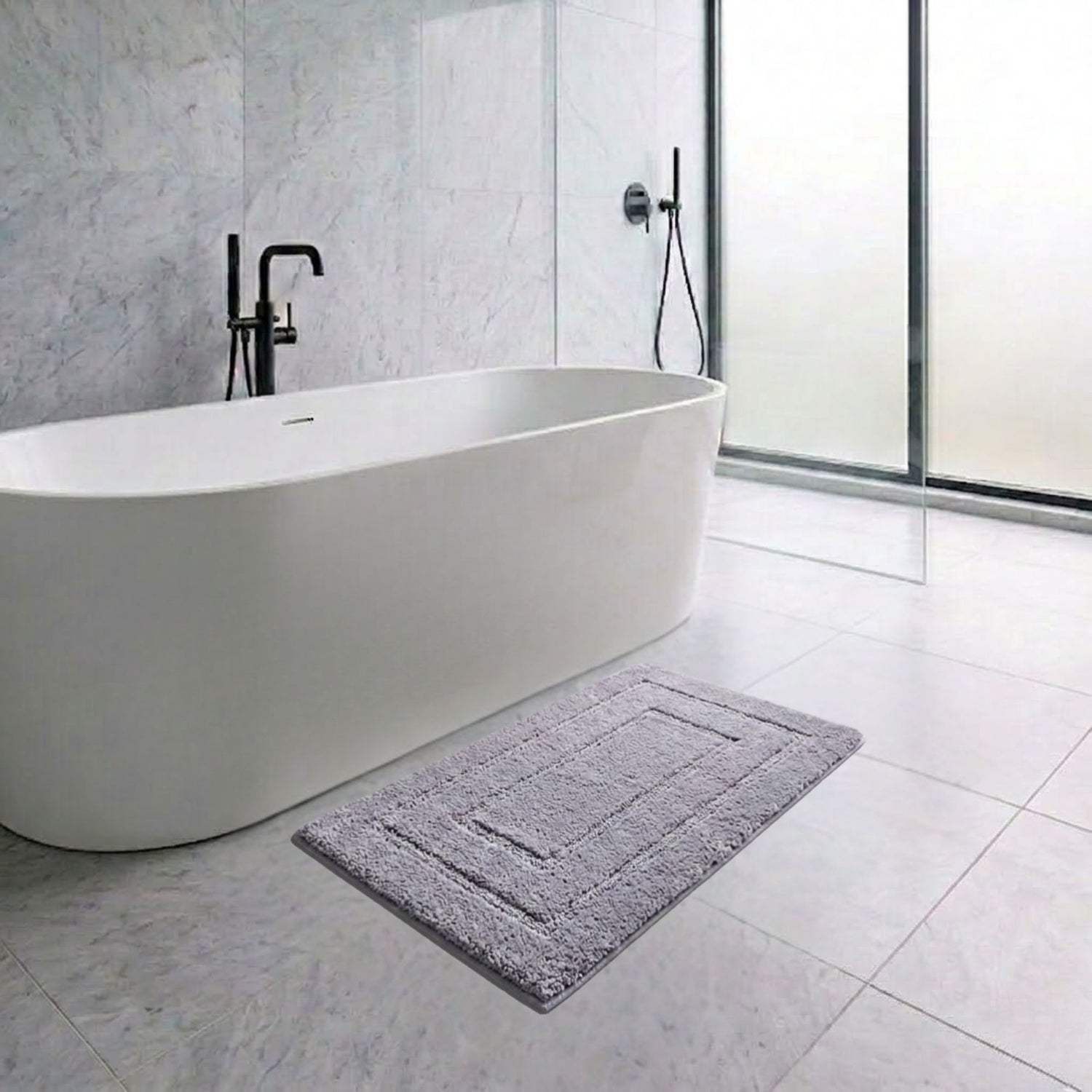 Triple Frame Anti Skid Super Soft Bathmat -Pano