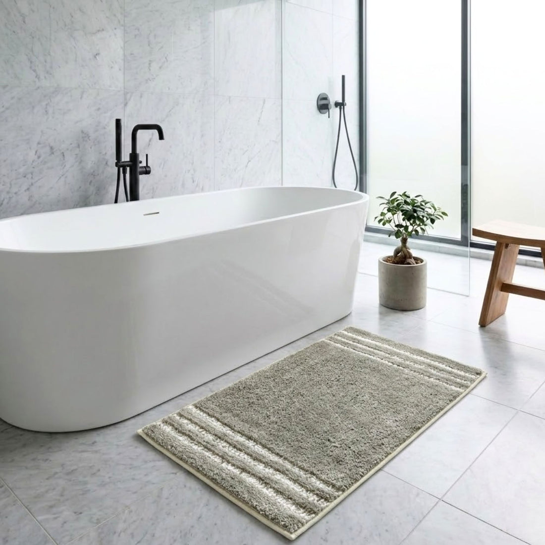 Clarion Anti Skid Light Grey Bathmat - Pano