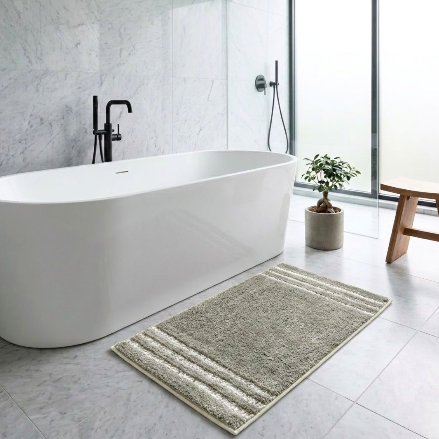 Clarion Anti Skid Light Grey Bathmat - Pano