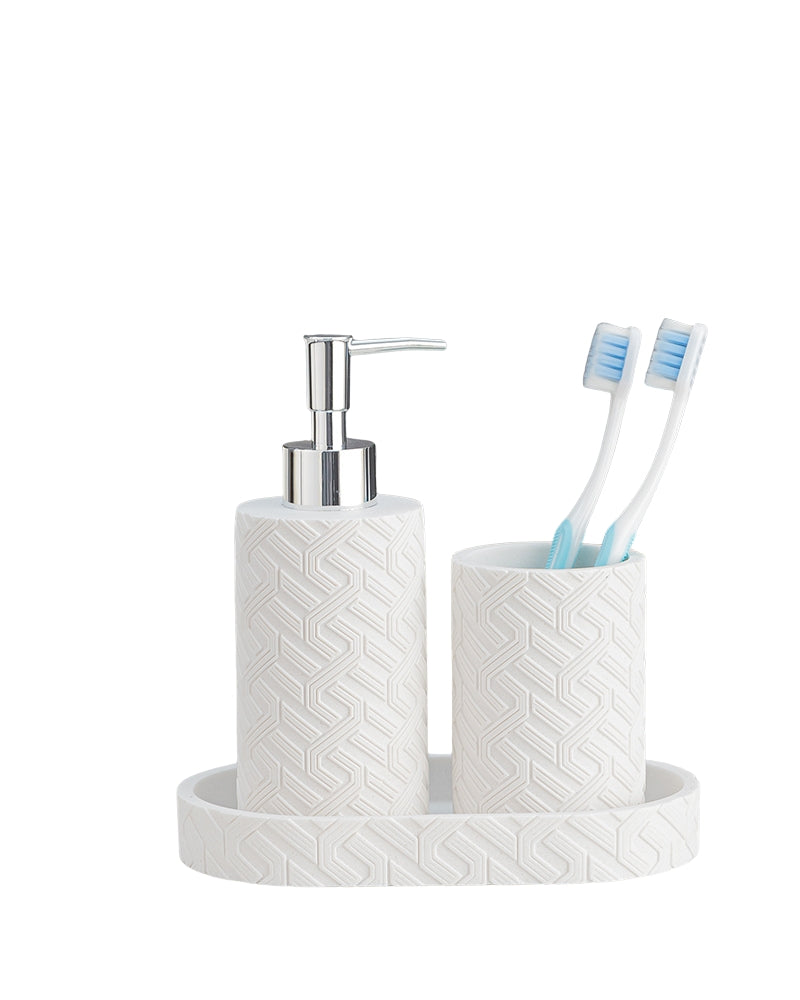 Stylish Polyresin Set of 3 with Soap Dispenser (Moon Light) - Pano