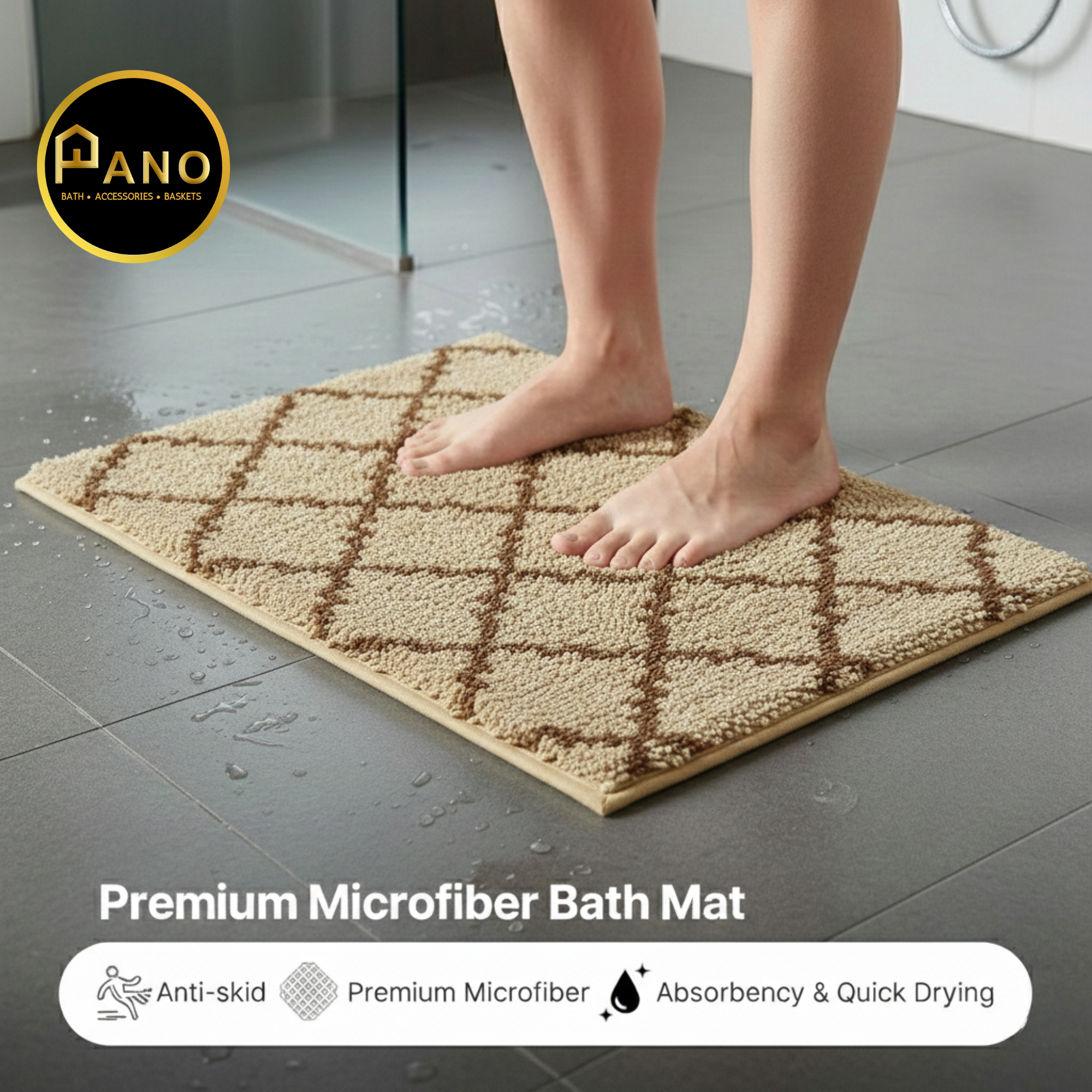 Moraccan Anti Skid Beige Bathmat 40X60 - Pano