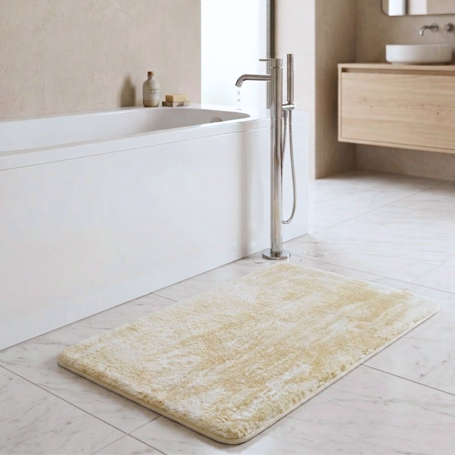 Cashmere Rabbit Fur Anti Skid Fur Bathmat - Pano