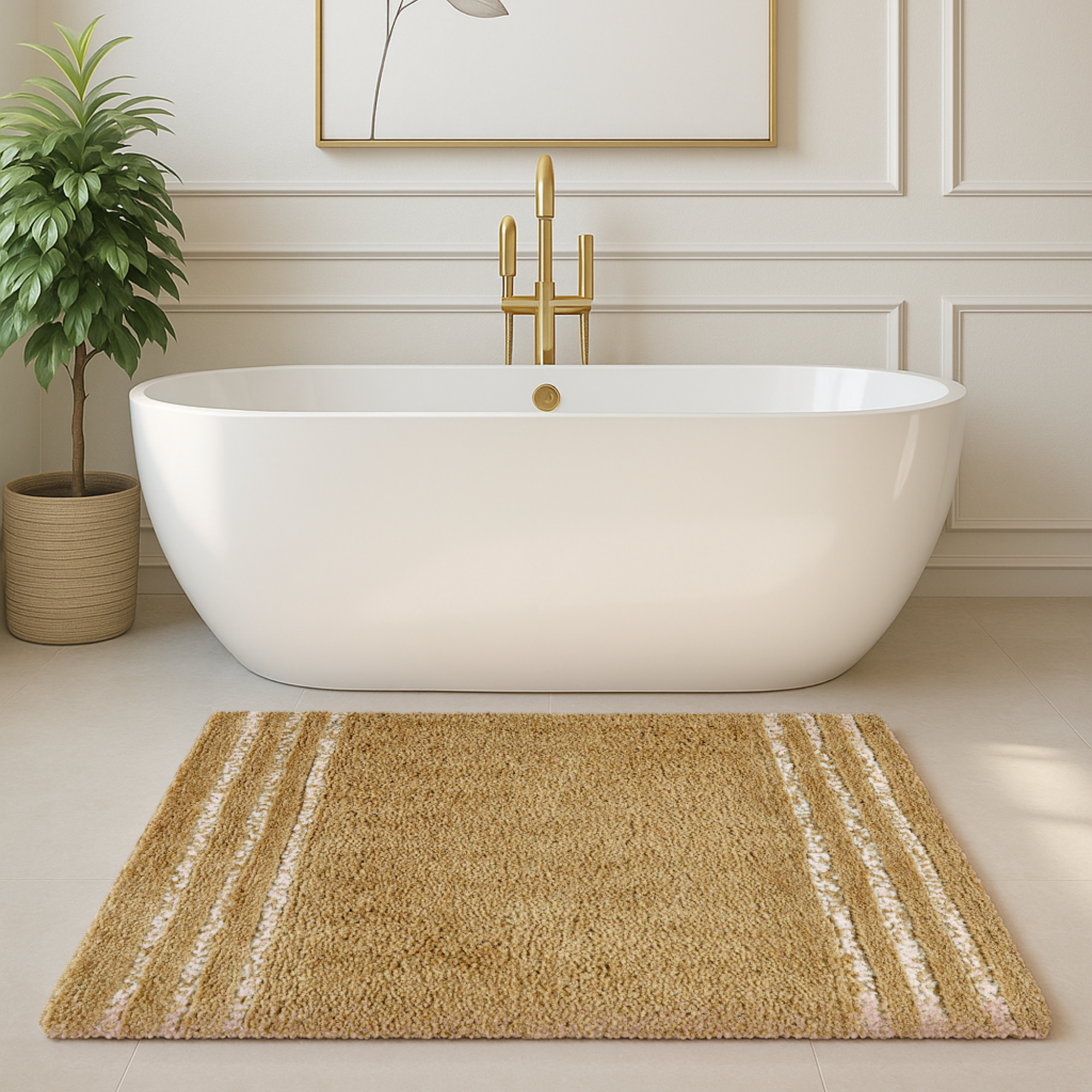 Riga Anti Skid Beige  Bathmat 40X60 - Pano