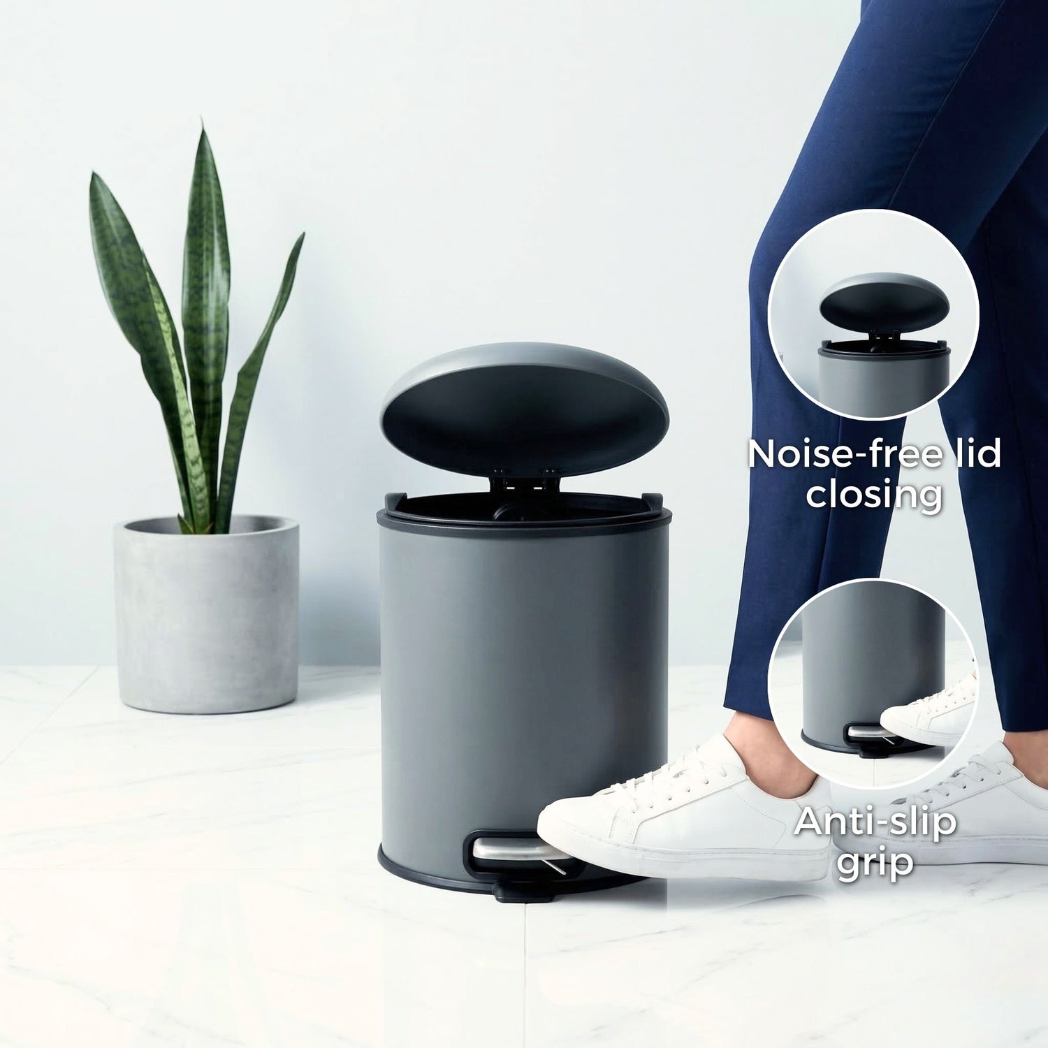 Levante Stainless Steel Soft Close Peddle Dustbins - Pano