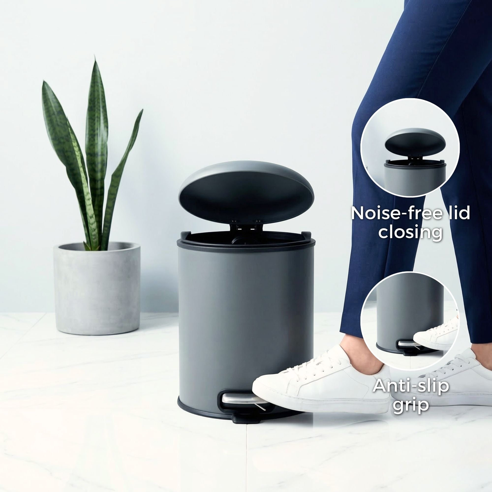 Levante Stainless Steel Soft Close Peddle Dustbins - Pano