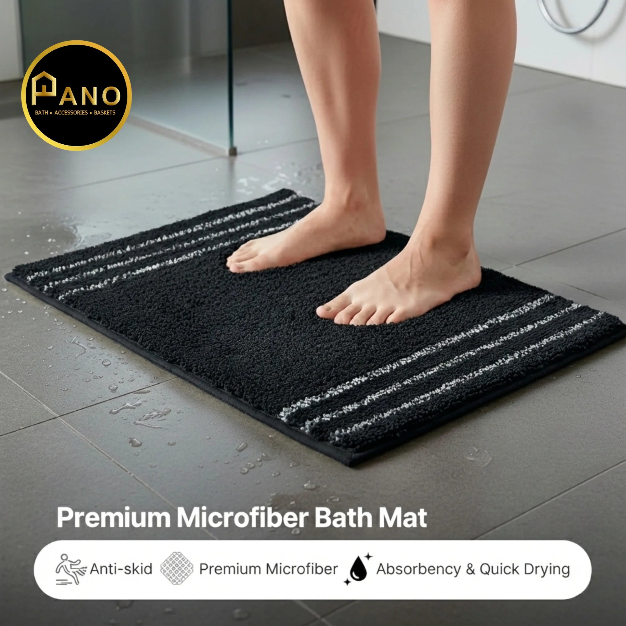 Riga Anti Skid Grey Bathmat 40X60 - Pano