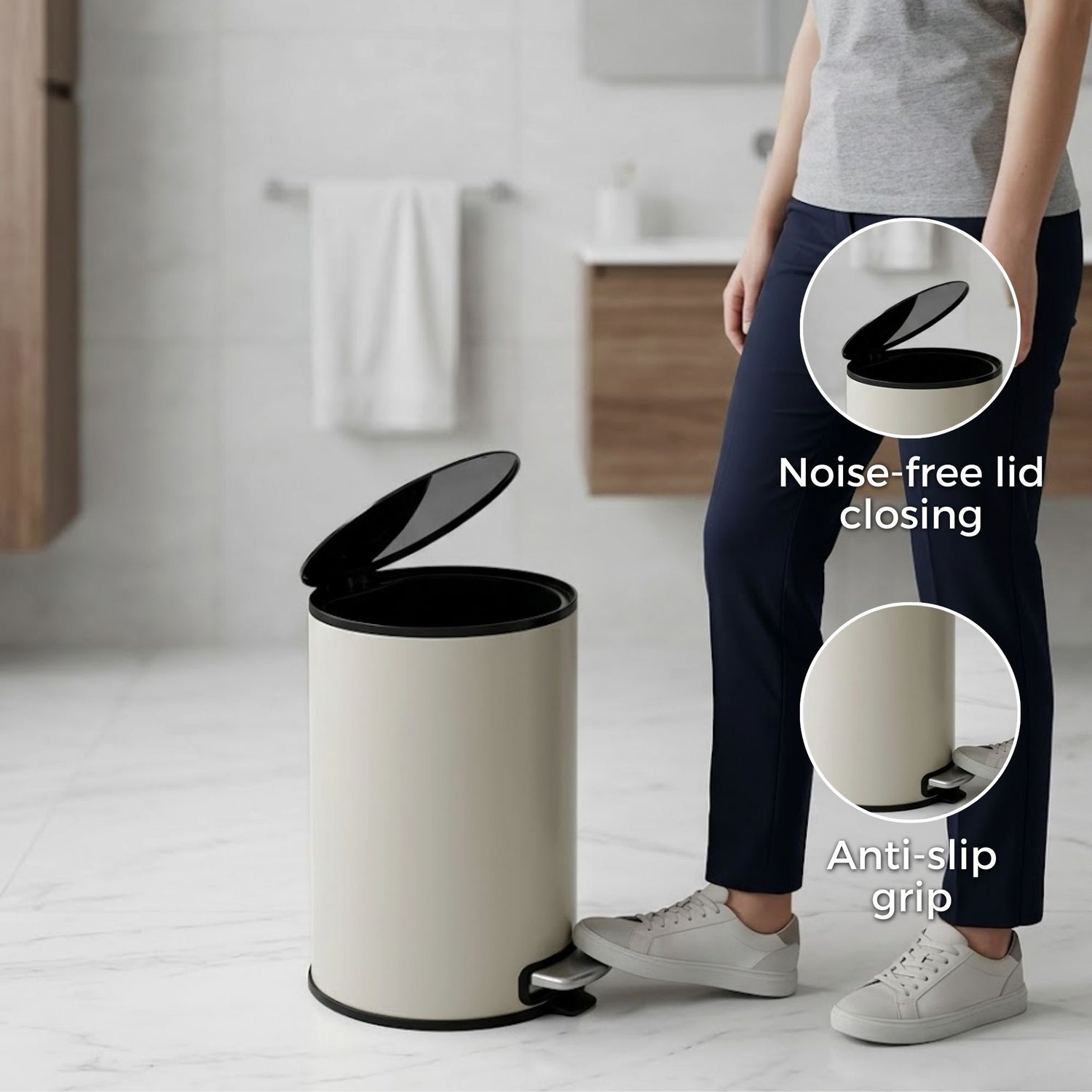 Oxford Stainless Steel Soft Close Peddle Dustbins 8 Litre - Pano