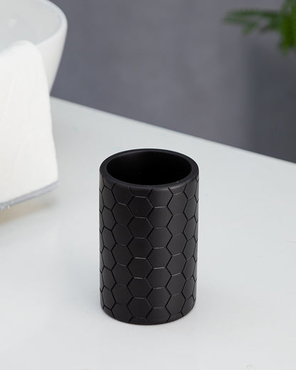 Stylish Polyresin Set of 3 with Soap Dispenser (Black) - Pano