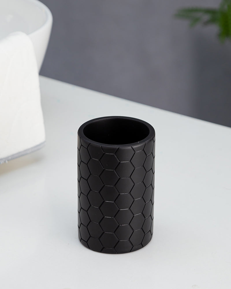 Stylish Polyresin Set of 3 with Soap Dispenser (Black) - Pano