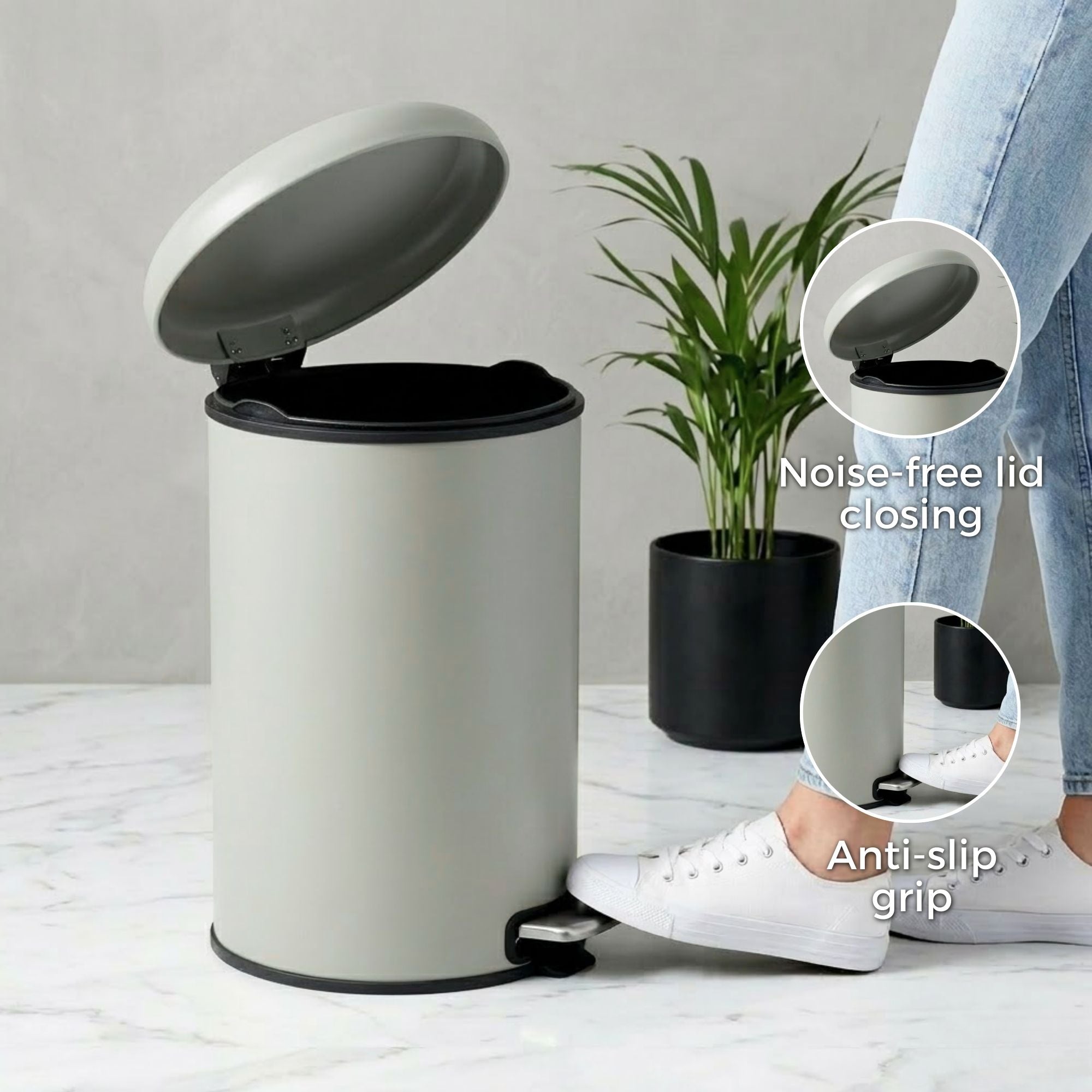 Levante Stainless Steel Soft Close Peddle Dustbins - Pano