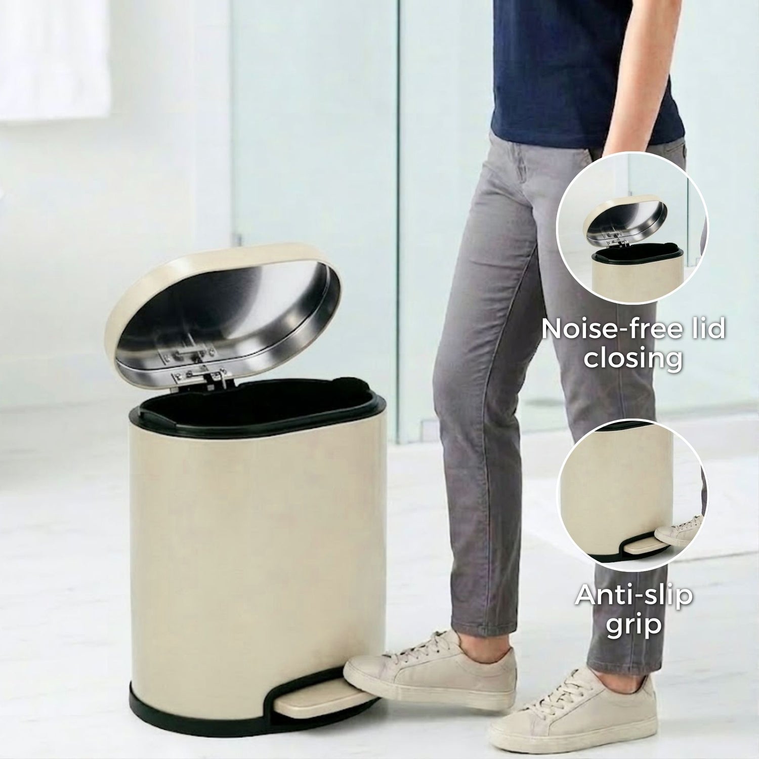 Masa Stainless Steel Soft Close Peddle Dustbins 5 Litre - Pano