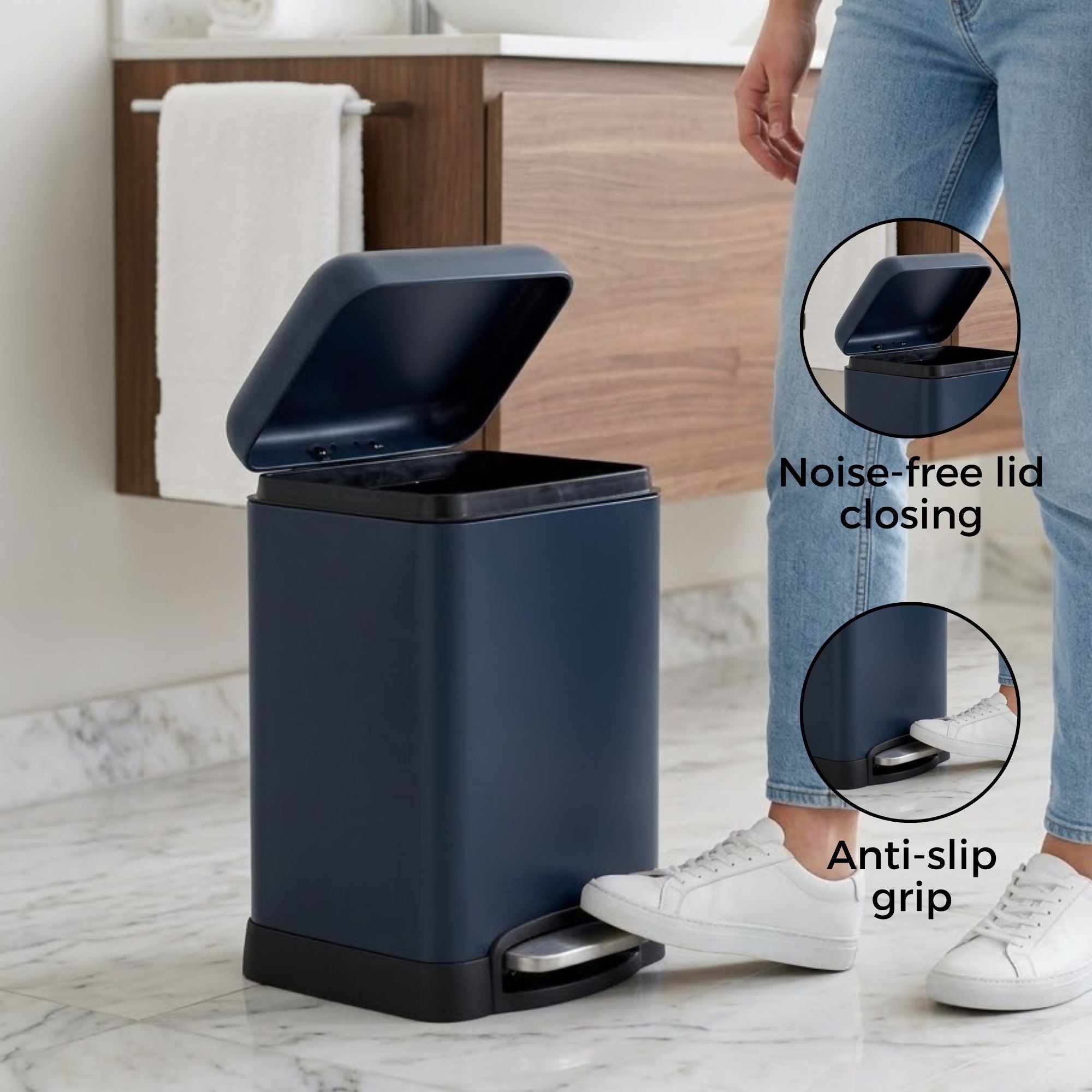 Scava Stainless Steel Soft Close Peddle Dustbins 6 Litre - Pano