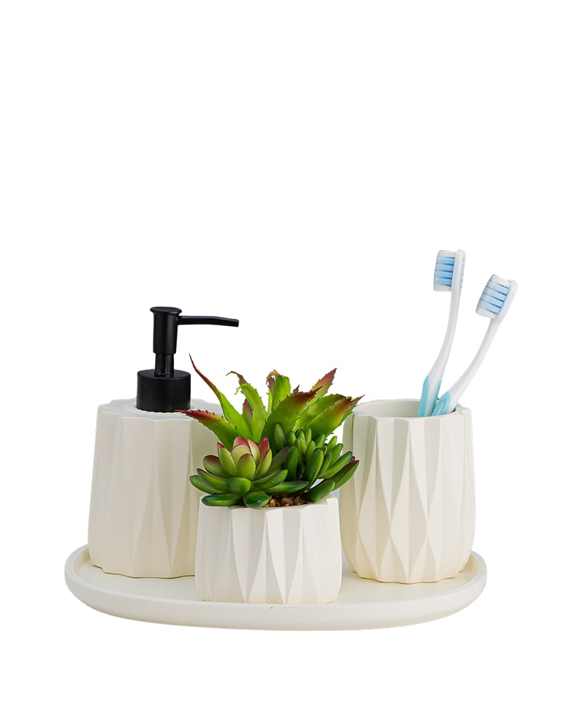 Exclusive Polyresin Bath Decor Bathroom Accessory Set of 4 Moon - Pano