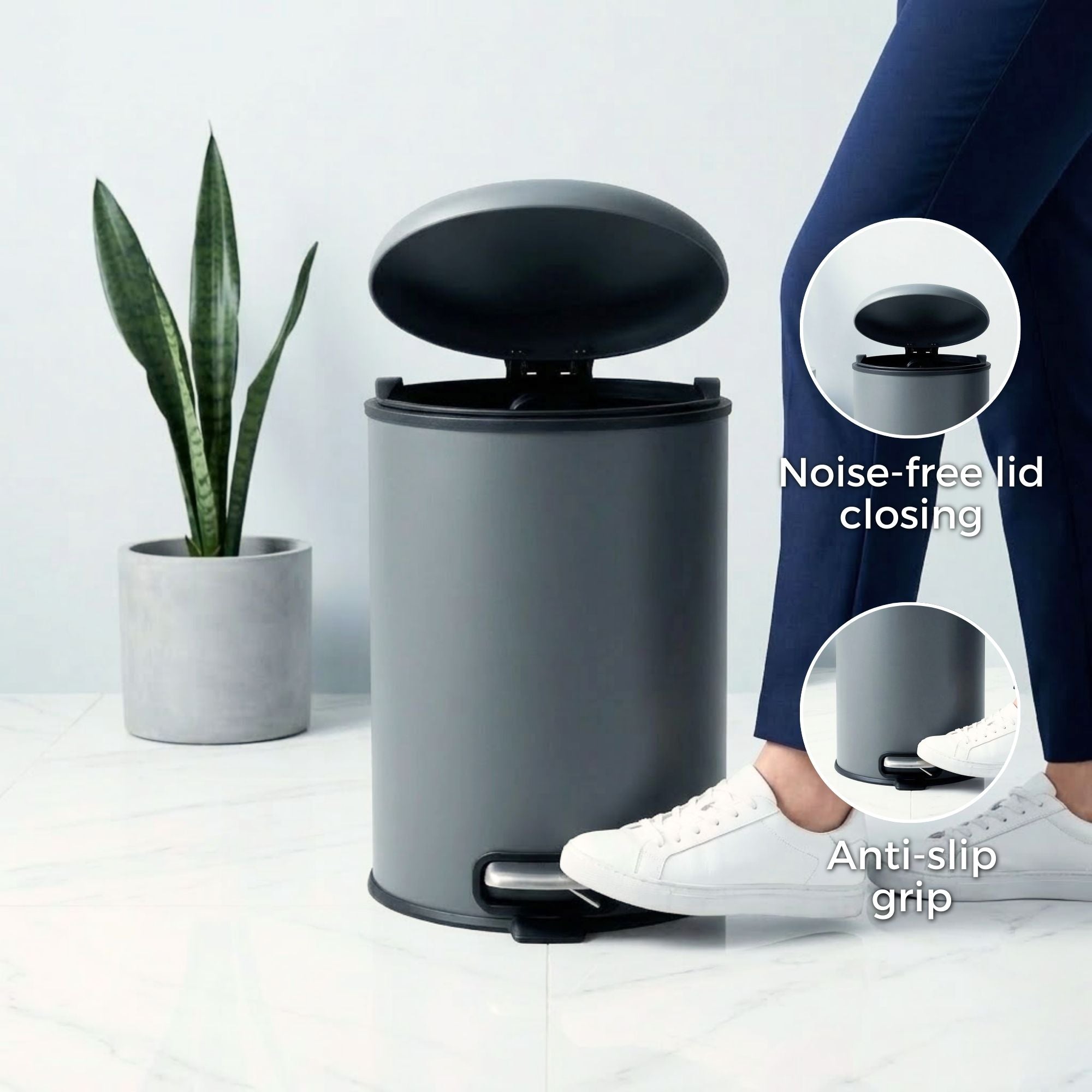 Levante Stainless Steel Soft Close Peddle Dustbins - Pano