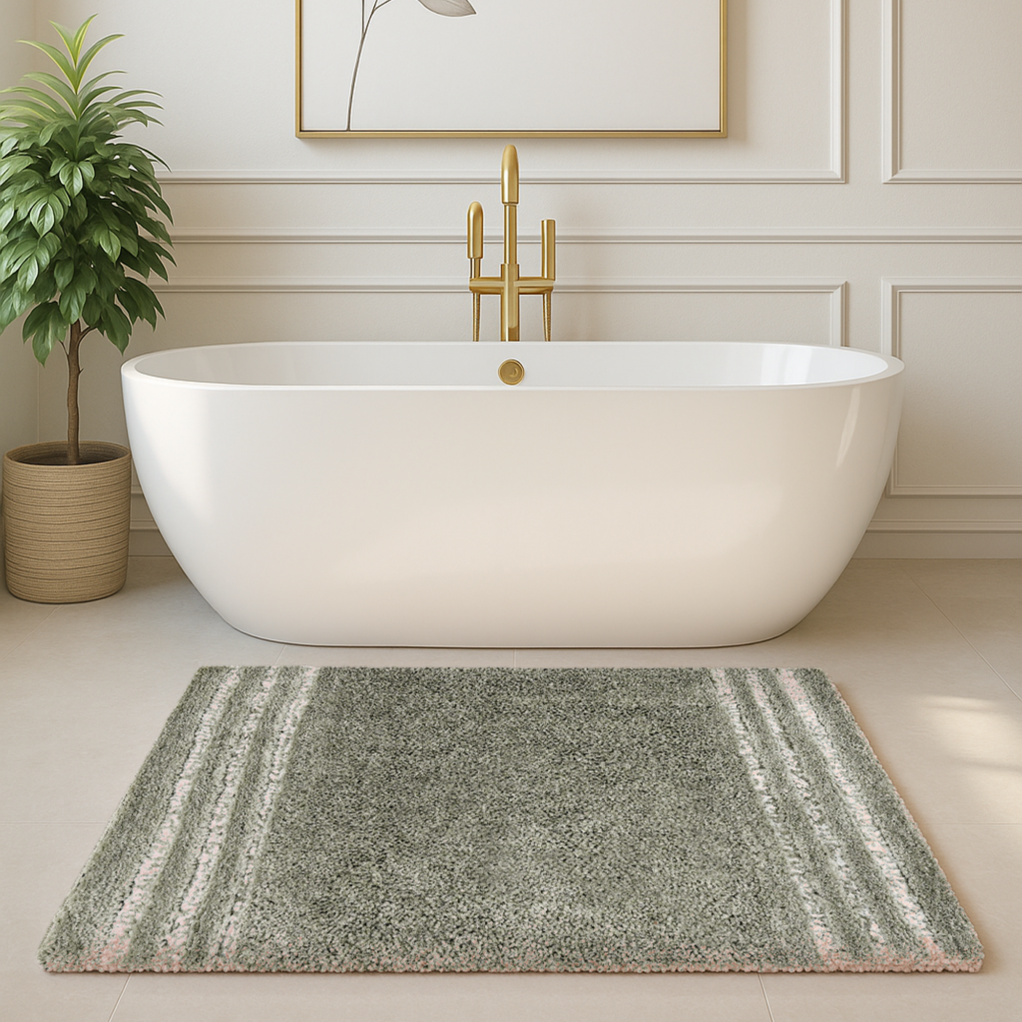 Riga Anti Skid Light Grey Bathmat 40X60 - Pano