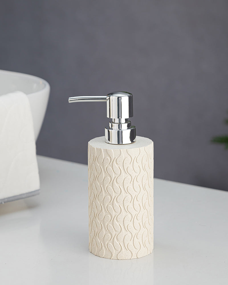 Stylish Polyresin Set of 3 with Soap Dispenser (Cream) - Pano