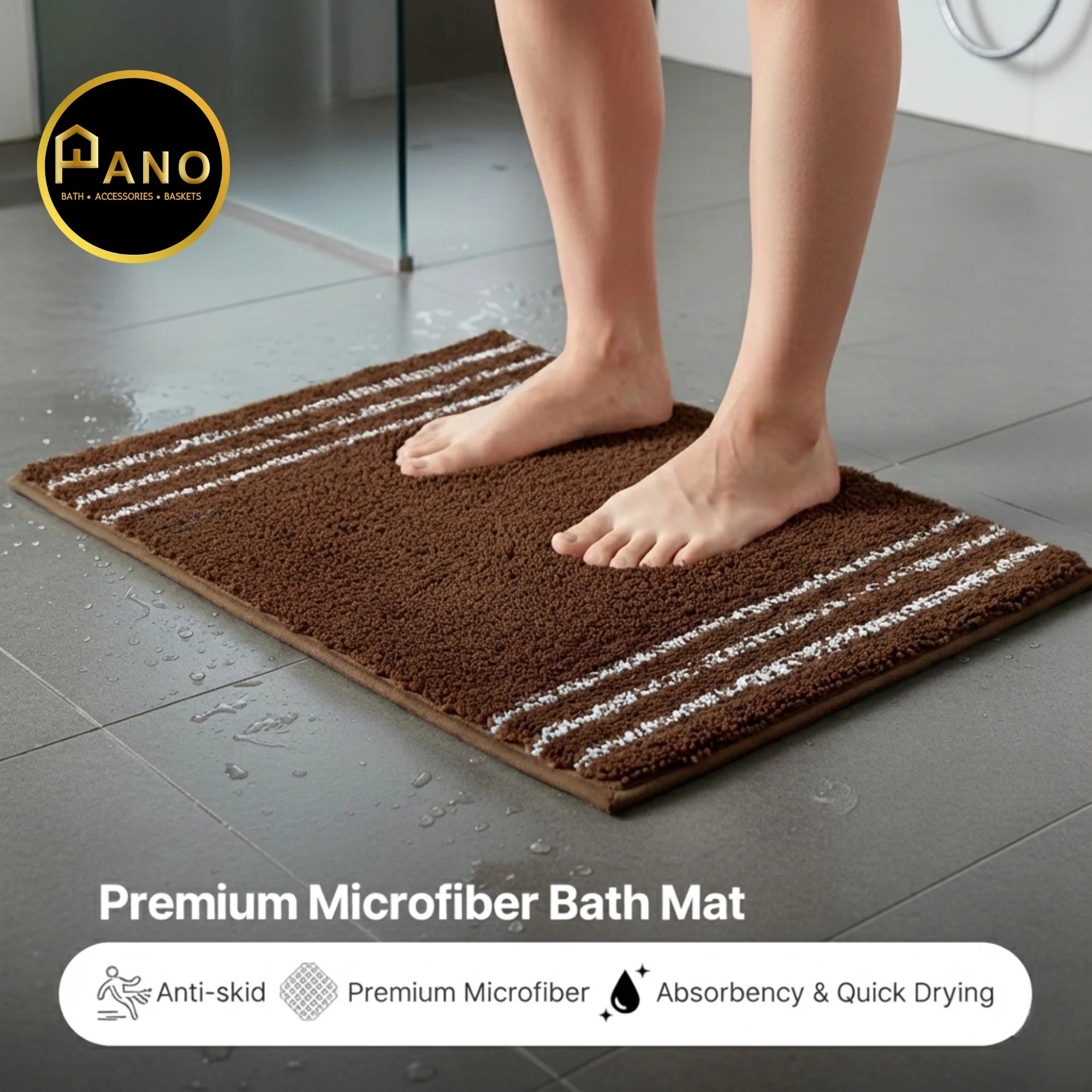 Riga Anti Skid Brown Bathmat 40X60 - Pano