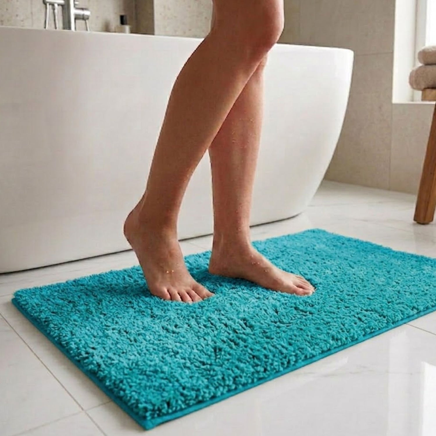 Maples Microfiber Anti Skid Super Absorbent Bathmat Set of 2 - Pano
