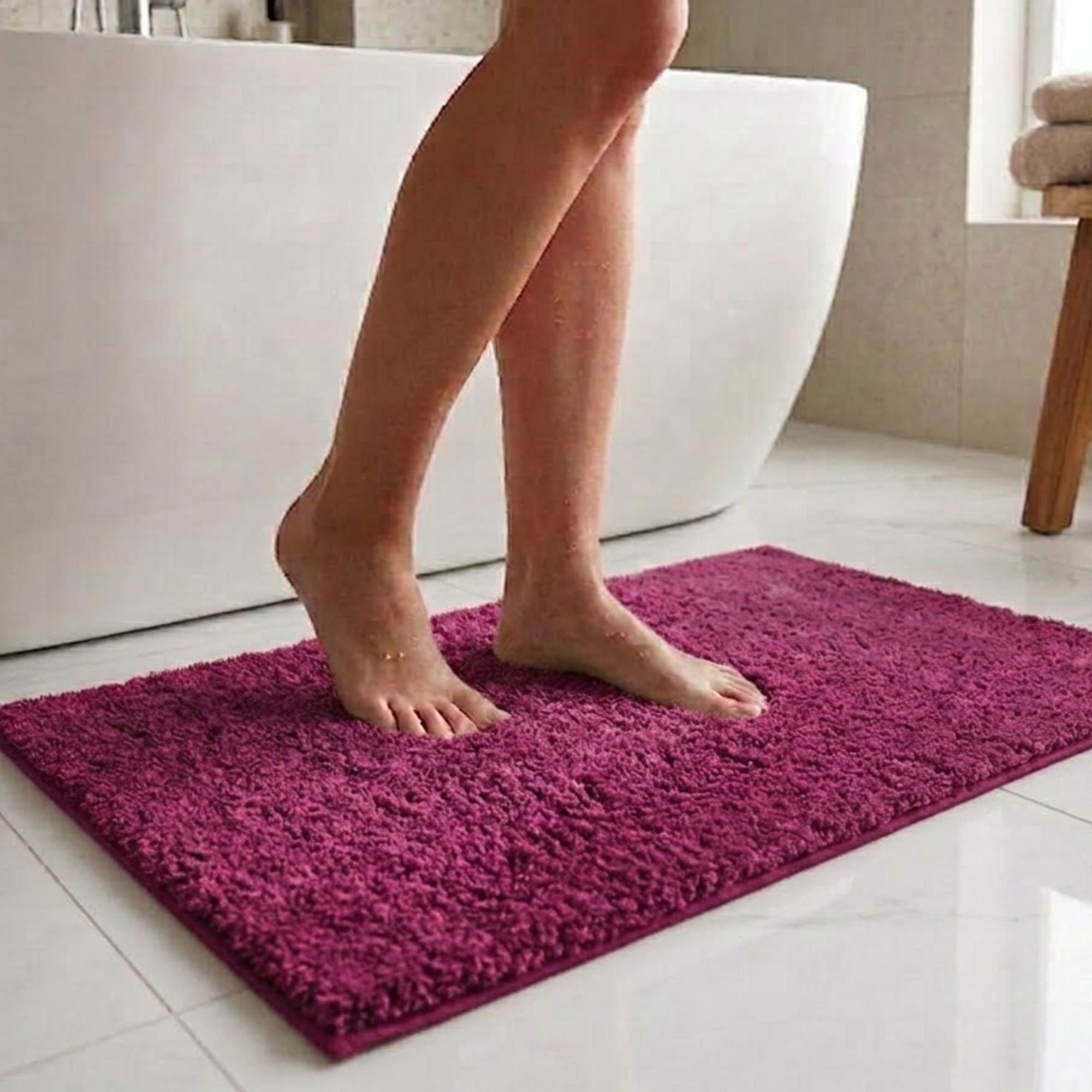 Maples Microfiber Anti Skid Super Absorbent Bathmat Set of 2 - Pano