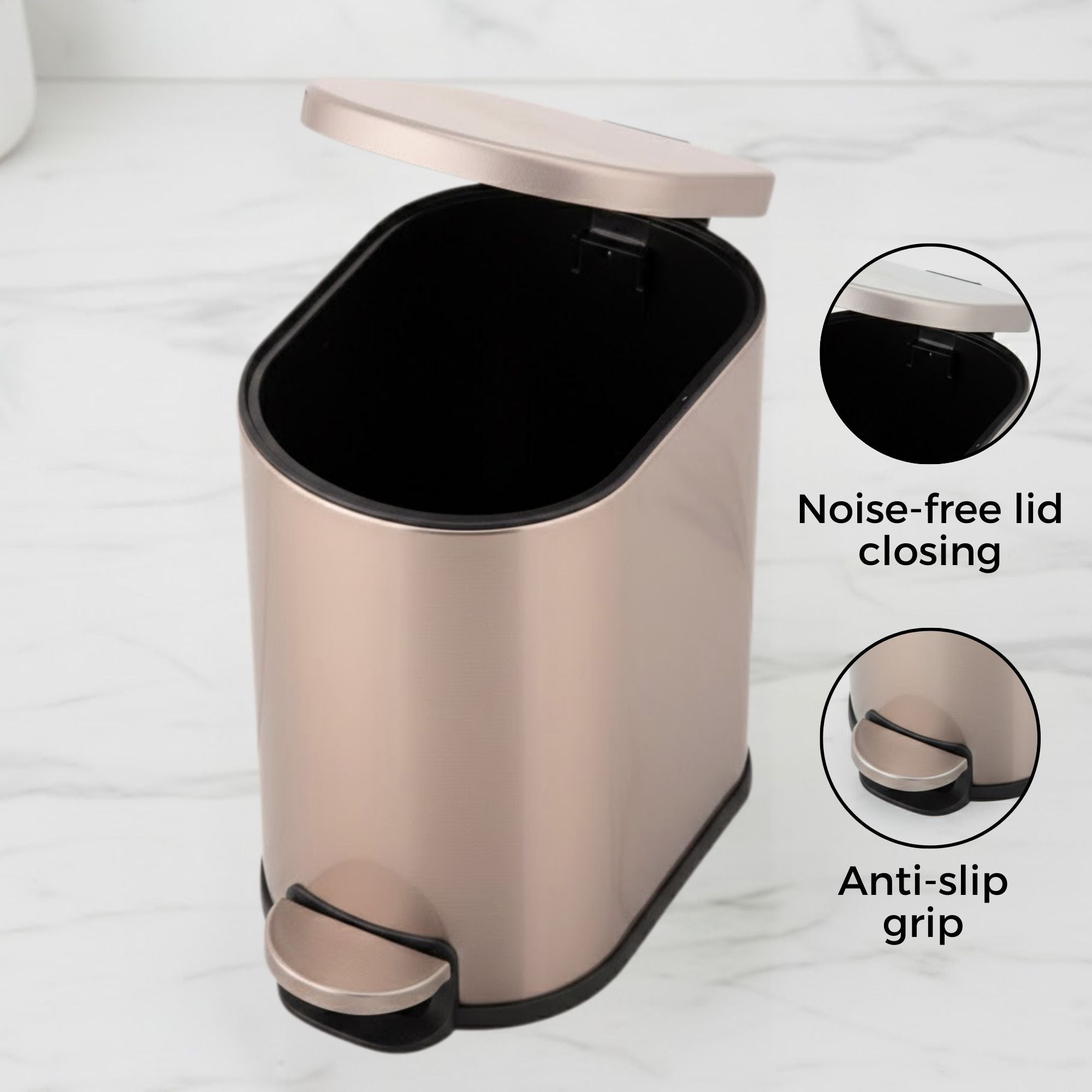 Milo Stainless Steel Step Bin Trashcan 5 Litre - Pano